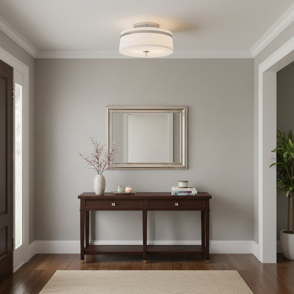 Modern Polished Nickel Flush Mount, 3-Light Fixture by Generation Lighting